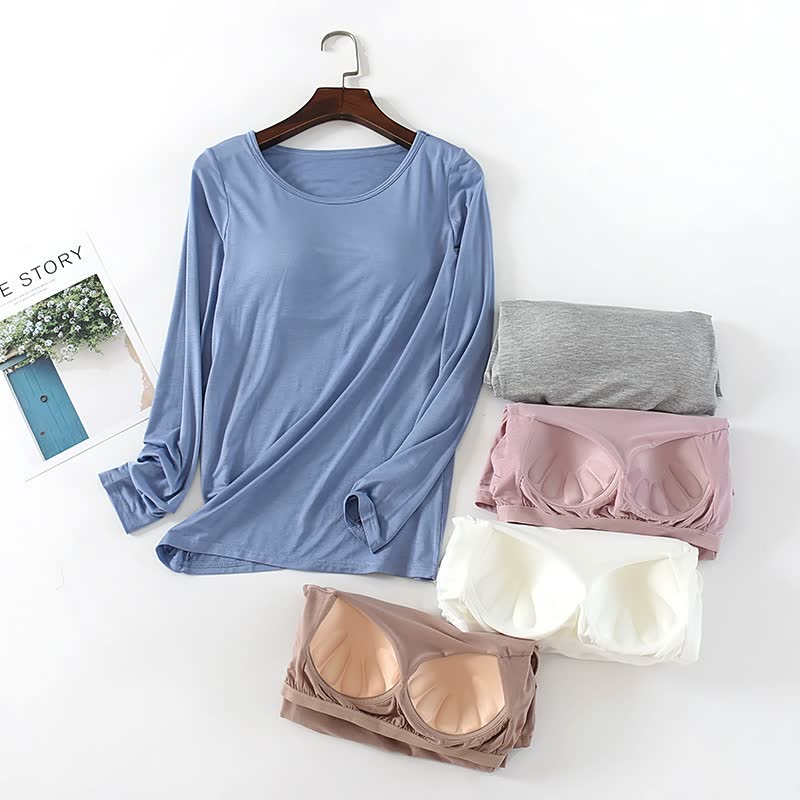 Women's Long Sleeve T-Shirt With Chest Pad-1