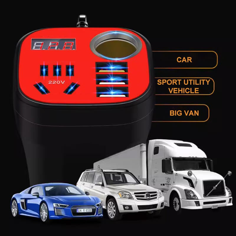 Car Mounted Cup Type Inverter Converter QC Charger ✨(Big Sale 60% & Buy 2 Get Free Shipping )